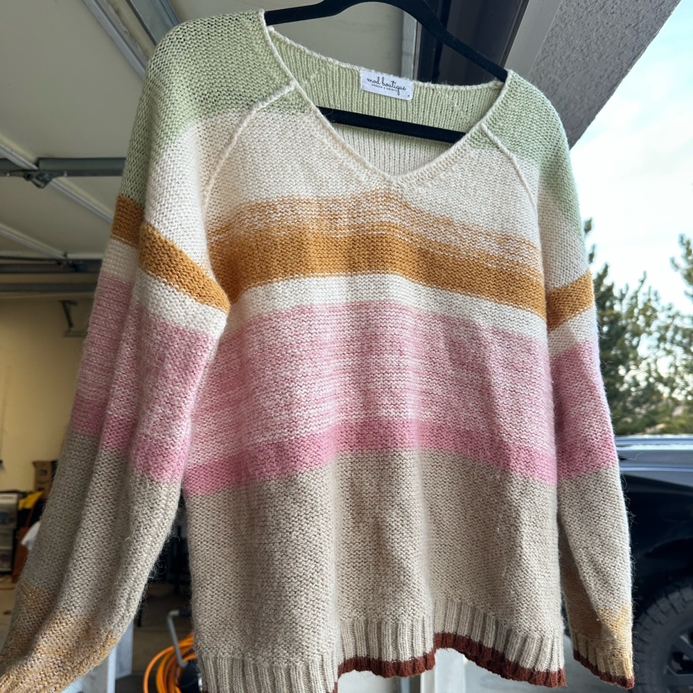 Striped Multicolor V-Neck Sweater